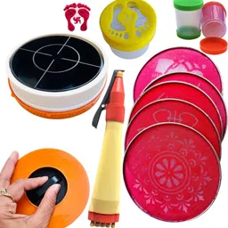 artonezt Plastic Rangoli Magic Box Stamp Kit Set of 10 Pc Rangoli Stencil-picture-15