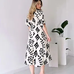 vero collar Women Fit and Flare Black Below Knee Dress image 2