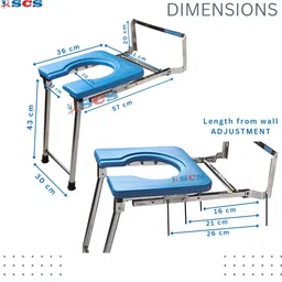 scs Stainless Steel Wall Mount Toilet Commode Chair image 3
