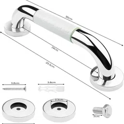 plantex 304 Grade Stainless Steel and ABS Plastic Grab Bar for Bathroom/Support Handle Shower Grab Bar image 5