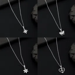 combo pendant for girls Silver, Rhodium Diamond Silver, Alloy Pendant-image-20