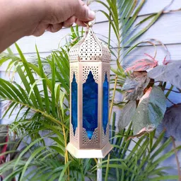 rse handicrafts blue Metal Hanging Lantern and home decoder and stylish Lantern metal metarial Blue Metal Hanging Lantern image 4