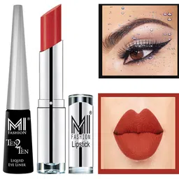MI FASHION Set of Ten2Ten Liquid Eyeliner - 01 & Creme Matte Lipstick - 07 image 1
