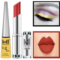 MI FASHION Set of Ten2Ten Liquid Eyeliner - 02 & Creme Matte Lipstick - 07 image 1