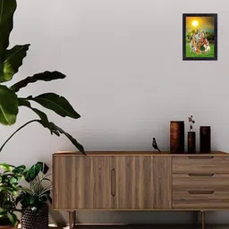 bisrat creations Shri Krishna radha photo frame Digital Reprint 14 inch x 10 inch Painting image 2