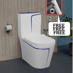 solano C02 Premium White Commode With So Blue Finishing Line And Round Flush Button Western Commode-picture-30