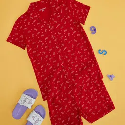 Pantaloons Junior Girls Printed Pure Cotton Shirt With Shorts-picture-23