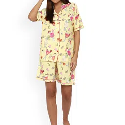 shopbloom Women Yellow Printed Nightsuit-picture-14