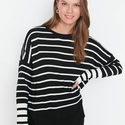 Trendyol Women Black & White Striped Acrylic Pullover Sweater-picture-23