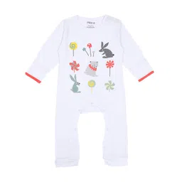 MiArcus Kids White Printed Round Neck Cotton Sleepsuit-picture-50