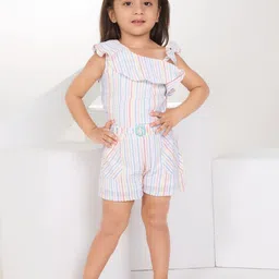 Peppermint Girls Striped Layered Cotton Jumpsuit-image-45