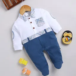 Moms Love Infant Boys Pocket Detail Checked Sleepsuit-picture-35