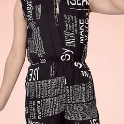 BAESD Girls Typography Printed Basic Jumpsuit image 2