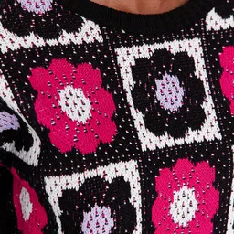 Trendyol Women Black & Pink Floral Printed Pullover image 5