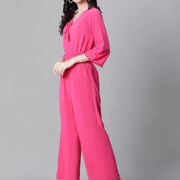 Oxolloxo Tie Up Neck Smocked Basic Jumpsuit image 5