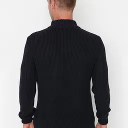 Trendyol Men Navy Blue Acrylic Pullover Sweater image 3
