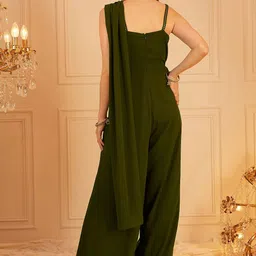 indo street Self Design Shoulder Straps Ethnic Basic Jumpsuit image 2