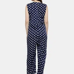 Enchanted Drapes Navy Blue & White Printed Basic Jumpsuit image 5
