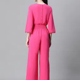 Oxolloxo Tie Up Neck Smocked Basic Jumpsuit image 2