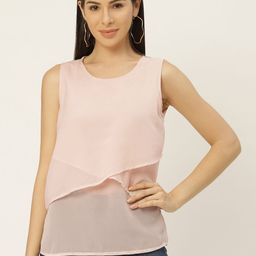 Belle Fille Pink Solid Layered Regular Top-picture-35
