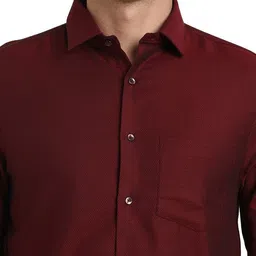 turtle Men Slim Fit Solid Spread Collar Formal Shirt image 5
