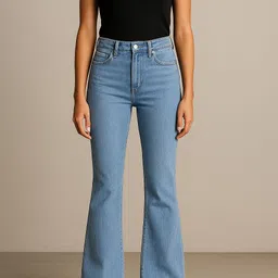 kashian Women Flared High Rise Light Blue Jeans-picture-16