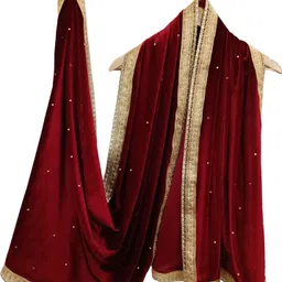dupattaa Velvet Self Design Maroon Women Dupatta-picture-15