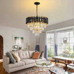 msm crystal Black gold polish metal 500m chandelier hanging ceiling pendant jhoomer Chandelier Ceiling Lamp image 2