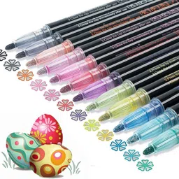 Outline Metallic Markers,4 Colors Double Line Pen, Super Squiggles Marker Set-image-34