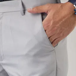 seven hunters Men Regular Fit Grey Cotton Blend Trousers image 5