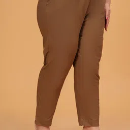 dexus Women Regular Fit Brown Pure Cotton Trousers image 3