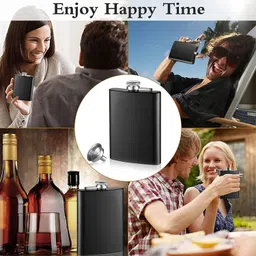 linist Portable Hip Flask Set of 2, 8 oz Alcohol Flasks with Hip Flask Funnel Stainless Steel Hip Flask image 5