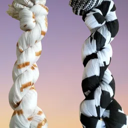 roundx Acrylic Printed Yellow, White Women Dupatta image 1