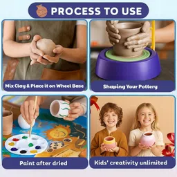 mahi zone Pottery Wheel Clay Pot Making Machine Game with Colors For Kids_A20 image 4