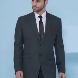 favoroski Men Solid Single Breasted Formal Blazer image 1