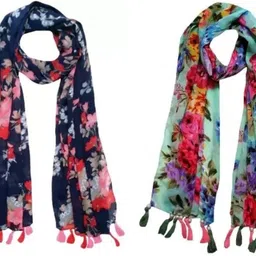 stolevilla Printed Chiffon Women Multicolor Scarf, Stole, Fancy Scarf-picture-32