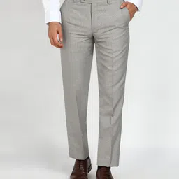 park avenue Men Regular Fit Grey Polycotton Trousers image 1