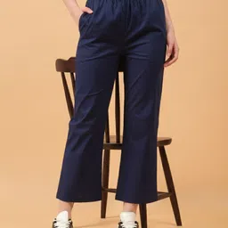 vastiram Women Flared Blue Pure Cotton Trousers-picture-33