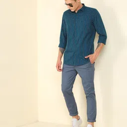 allen solly Men Super Slim Fit Striped Button Down Collar Casual Shirt image 3