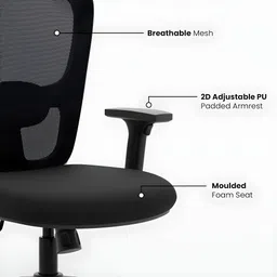 dsr 162-Jazz High Back Ergonomic Office Chair, Adjustable Height, Comfortable Chair Mesh Office Adjustable Arm Chair image 3