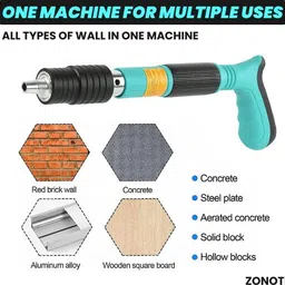 gdstoree Manual Steel Nail Gun Tool 12 pcs Nails, Nail Wall Tool for Cement Concrete Wall Heavy Duty Fast Hitting Rivet Gun image 3