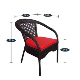 KLODOR Premium Designer Garden/Balcony/Terrace/Coffee/Poolside Patio Wicker Seating Chair and Table Set Outdoor Furniture (D-8 Black with RED Cushion, 4+1) image 4