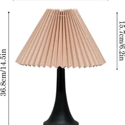 homesake Bedside Black Metal Table Lamp Fabric Shade, E27 holder, Cone Pleated Jute Shade Table Lamp image 3