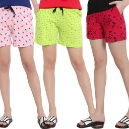 myo Pack of 3 Printed Women Multicolor Regular Shorts image 1