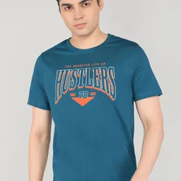 roadster Men Graphic Print Round Neck Pure Cotton Dark Green T-Shirt-picture-26