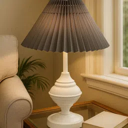glowhere Farmhouse Matte Table Lamp, Pleated Grey Shade for Bedroom & Living Room Table Lamp-picture-17