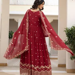 ambeshoppers Embroidered Georgette Stitched Anarkali Gown image 2