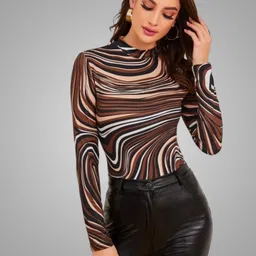 Casual Regular Sleeves Printed Women Multicolor Top-image-80