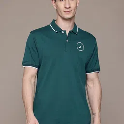 nautica Men Solid Polo Neck Pure Cotton Green T-Shirt-picture-15