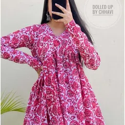 new rjp craft Casual Regular Sleeves Printed Women Pink Top image 4